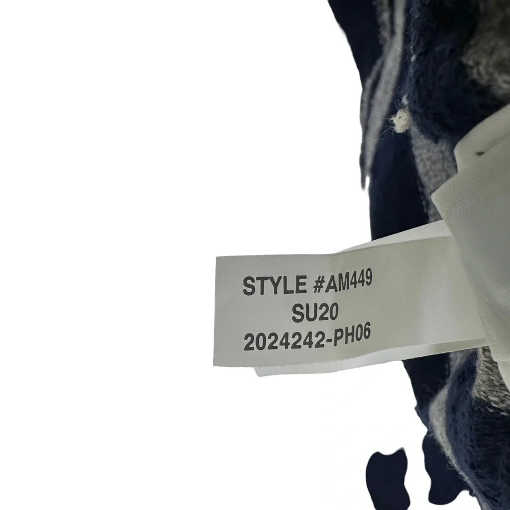 J. Crew Mens Stripe Pullover Henley Hoodie Sweater Small Blue Gray Lightweight